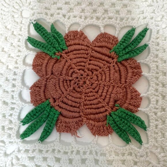 Set Of Two Vintage Rose Doilies Crochet Edged 18" Square Elegant Table Decor - Picture 7 of 7